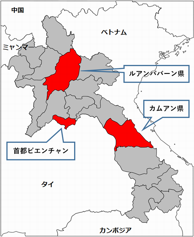 ラオスの地図