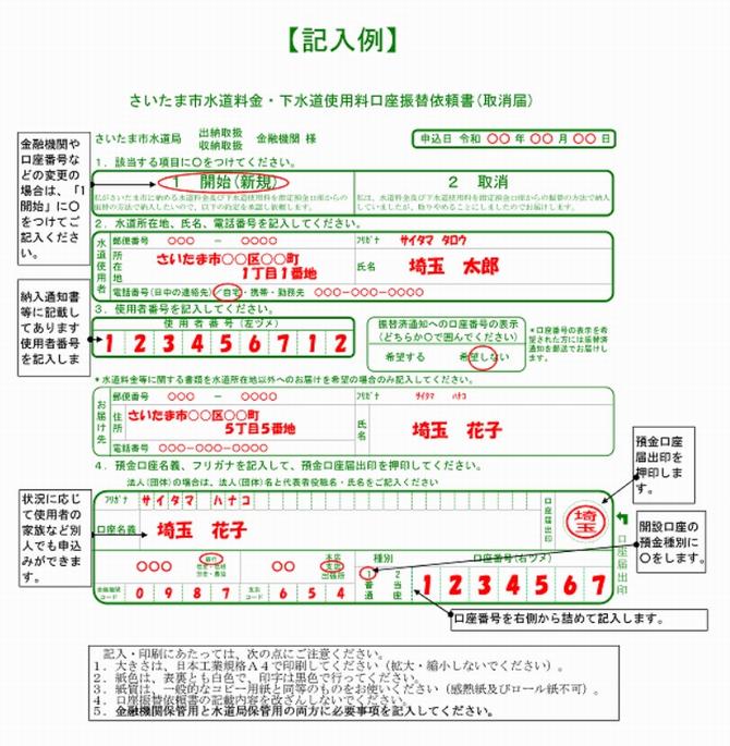 口座振替記入例（令和3年）