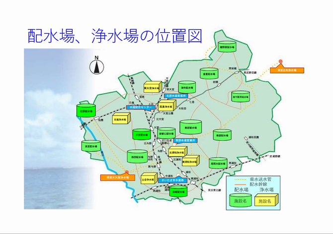 配水場・浄水場位置図