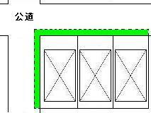 宅地が複数で後退用地が1筆の場合の図