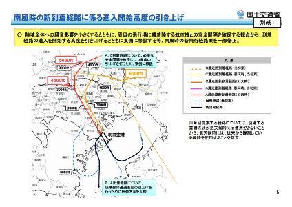 南風時の新到着経路に係る進入開始高度の引き上げ