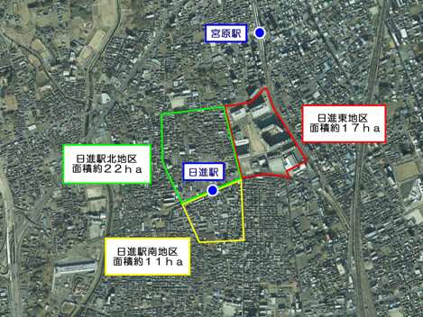 日進駅周辺地区の案内図