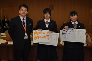 清水市長と森作さんと石原さん