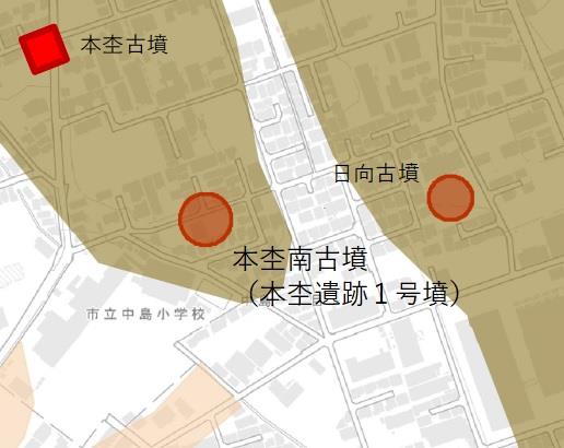 本杢南古墳の位置
