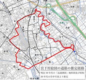 宮下村絵図の道筋（推定）