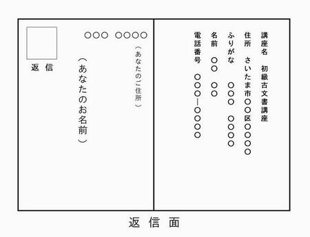 往復はがき返信面