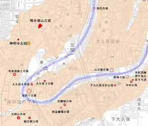 大久保古墳群の地図