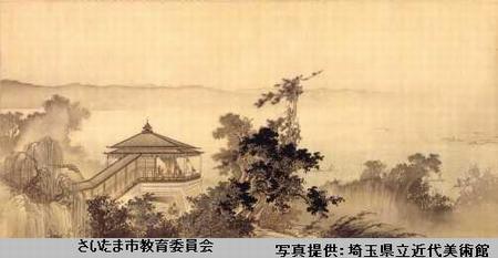 絹本着色長江晴楼図の写真