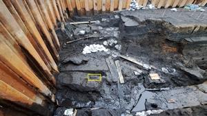 平坦な板材出土状況