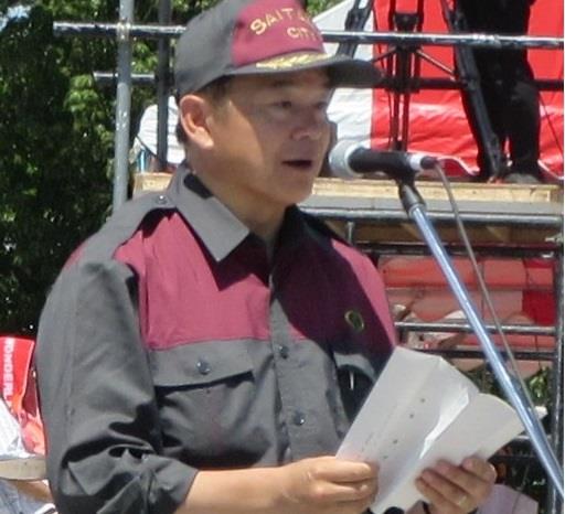 防災訓練時のさいたま市長の写真