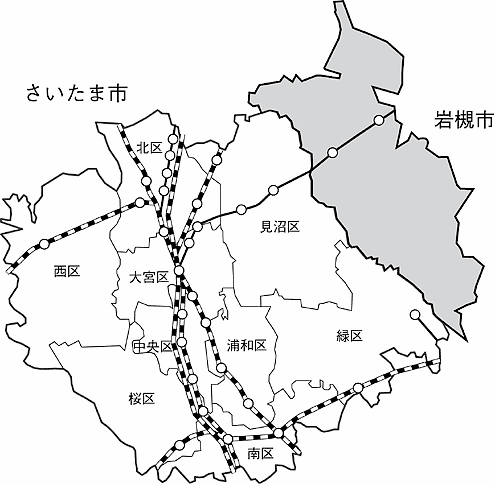 さいたま市と岩槻市の区域区分の画像