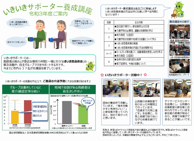 「いきいきサポーター養成講座」受講者募集